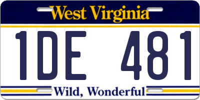 WV license plate 1DE481