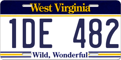 WV license plate 1DE482
