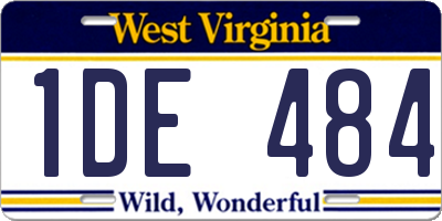 WV license plate 1DE484