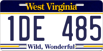 WV license plate 1DE485