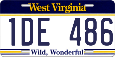 WV license plate 1DE486
