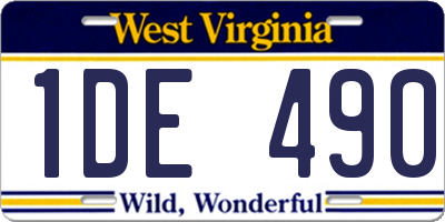 WV license plate 1DE490