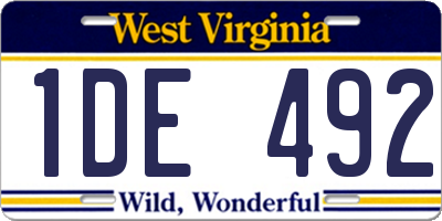 WV license plate 1DE492