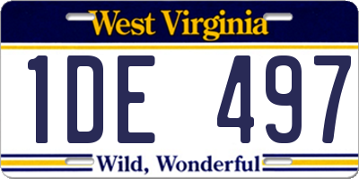 WV license plate 1DE497