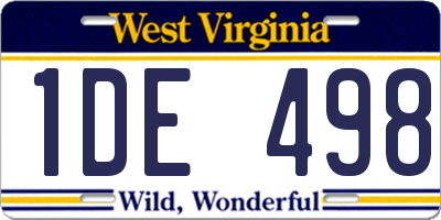WV license plate 1DE498
