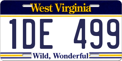 WV license plate 1DE499