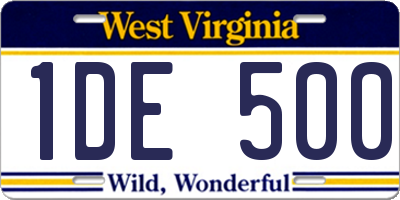 WV license plate 1DE500