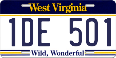 WV license plate 1DE501