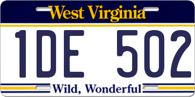 WV license plate 1DE502