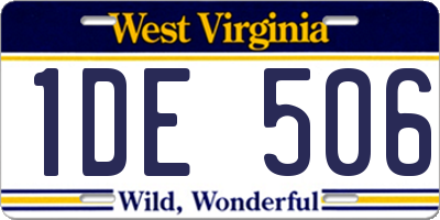 WV license plate 1DE506