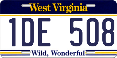 WV license plate 1DE508