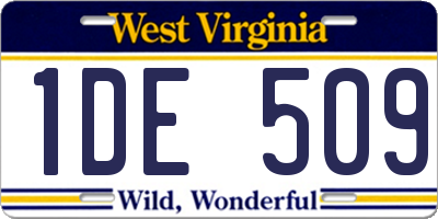 WV license plate 1DE509