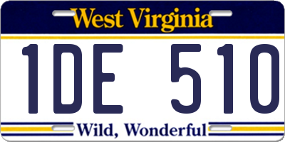 WV license plate 1DE510