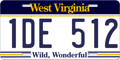 WV license plate 1DE512
