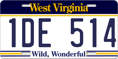 WV license plate 1DE514