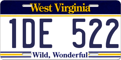 WV license plate 1DE522