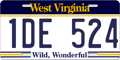WV license plate 1DE524