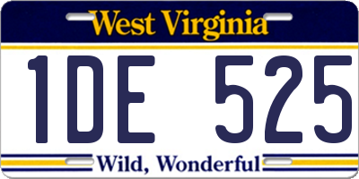 WV license plate 1DE525