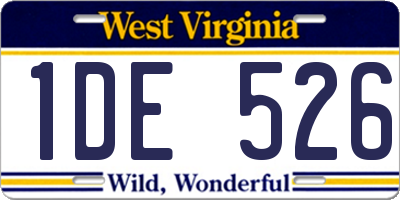 WV license plate 1DE526