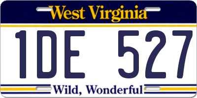 WV license plate 1DE527