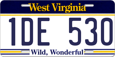WV license plate 1DE530