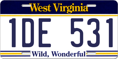 WV license plate 1DE531