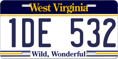 WV license plate 1DE532