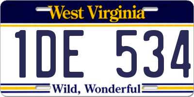 WV license plate 1DE534