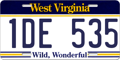 WV license plate 1DE535