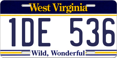 WV license plate 1DE536