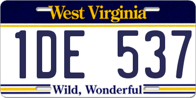 WV license plate 1DE537