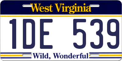 WV license plate 1DE539