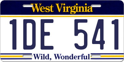 WV license plate 1DE541