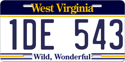 WV license plate 1DE543