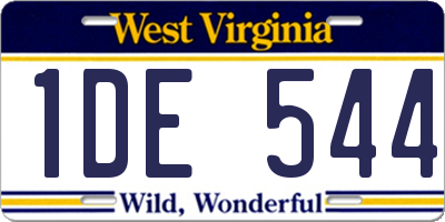 WV license plate 1DE544