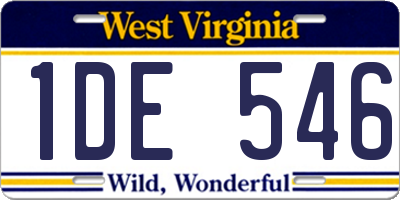 WV license plate 1DE546