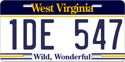 WV license plate 1DE547