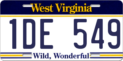 WV license plate 1DE549
