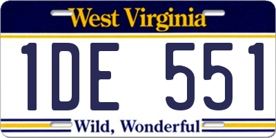 WV license plate 1DE551
