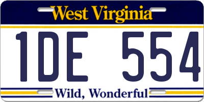 WV license plate 1DE554