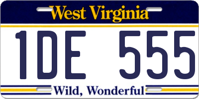 WV license plate 1DE555