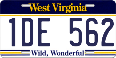 WV license plate 1DE562