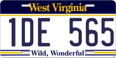 WV license plate 1DE565