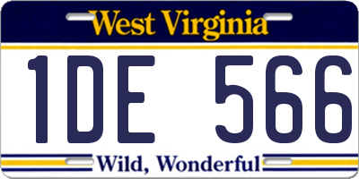 WV license plate 1DE566