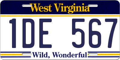 WV license plate 1DE567