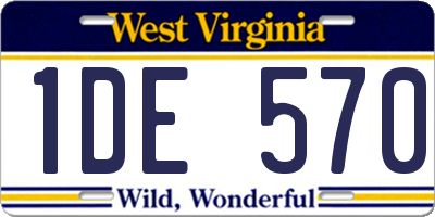 WV license plate 1DE570