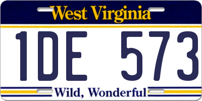 WV license plate 1DE573