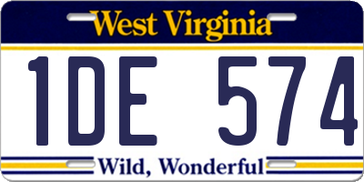 WV license plate 1DE574