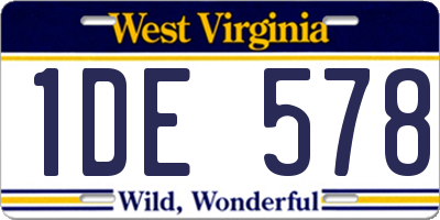 WV license plate 1DE578