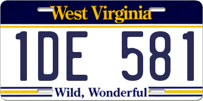WV license plate 1DE581